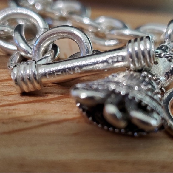 Sterling Oval Link Bracelet with Charm (36.8g) - Picture 4 of 8